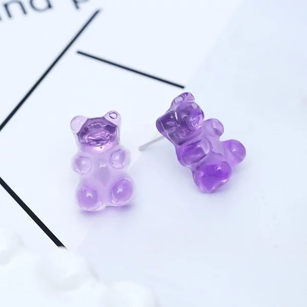小熊軟糖×吊墜耳環×葡萄紫