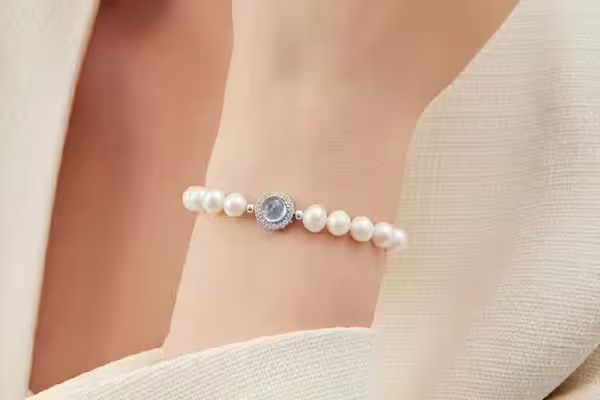 法式彷藍寶珍珠×手鍊