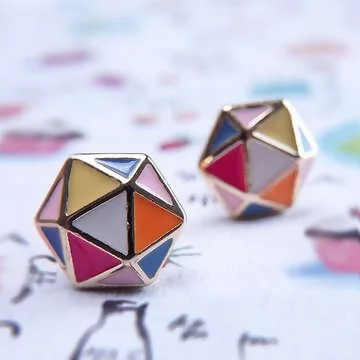 七彩幾何球×軟墊三角耳夾