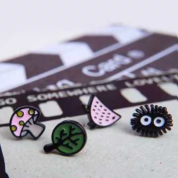 蘑菇大樹×卡通單邊四套件耳環組