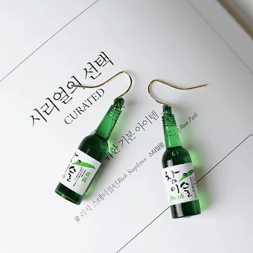 韓國真露小酒瓶×吊墜耳勾