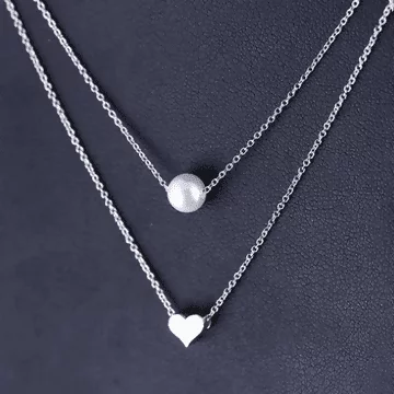 925銀飾&times;雙層愛心珍珠&times;雙層鎖骨項鍊