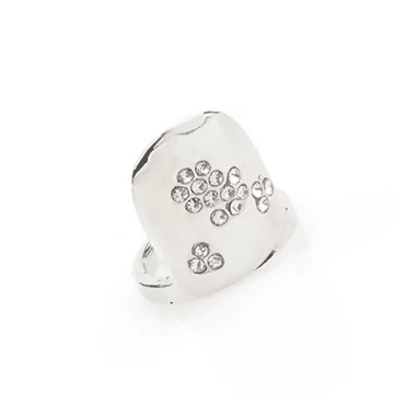 梅花帶鑽×指甲戒指×銀色