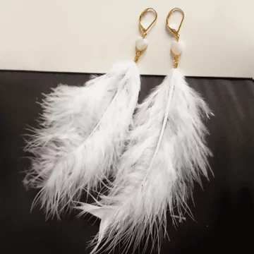 輕飄飄白羽毛×吊墜耳環