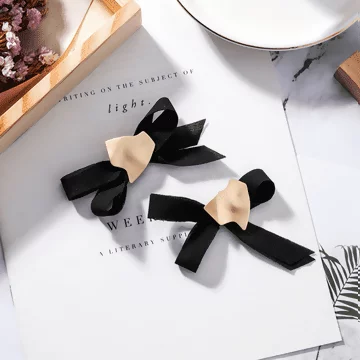 蝴蝶結不規則金屬片×吊墜耳環×靚黑