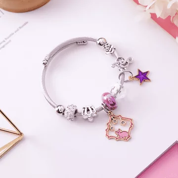 星星小兔子×固定式串珠手環×嫣紫