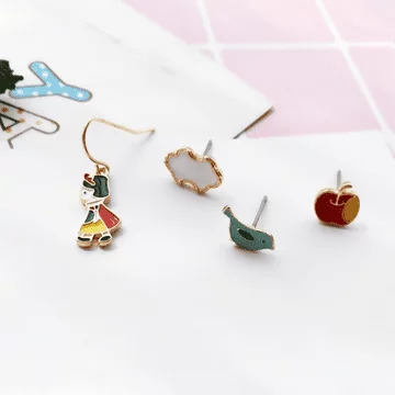 白雪公主×單邊四套件耳環組