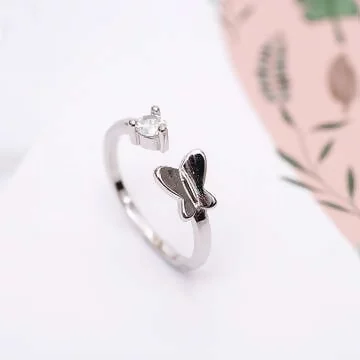 925銀飾&times;蝴蝶單鑽&times;開口戒指