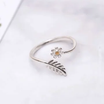 925銀飾×雛菊花綻×開口戒指