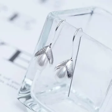 925銀針×花苞水滴珍珠×耳勾