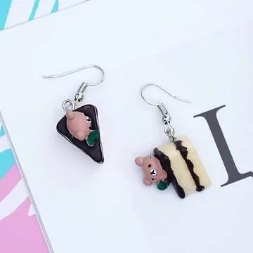 巧克力熊蛋糕×吊墜耳勾