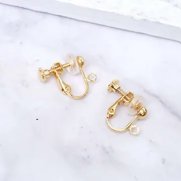 波頭活動小圓孔&times;螺旋耳夾二套件&times;金色