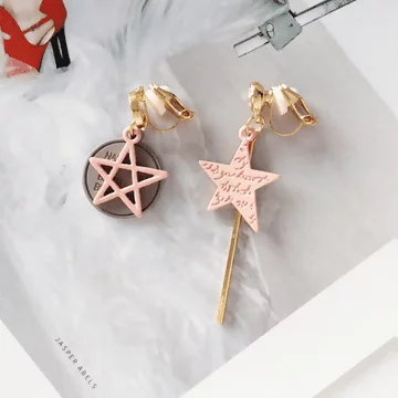 個性字母星星圓牌×軟墊三角耳夾