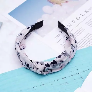 優雅粉白碎花&times;扭結髮箍