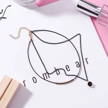 雙層皮革鍊條黑晶石×頸鍊