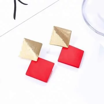 磨砂撞色雙菱形×軟墊三角耳夾