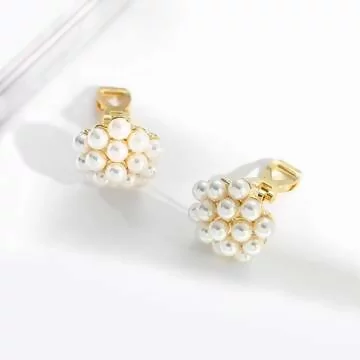團簇珍珠群花&times;軟墊三角耳夾