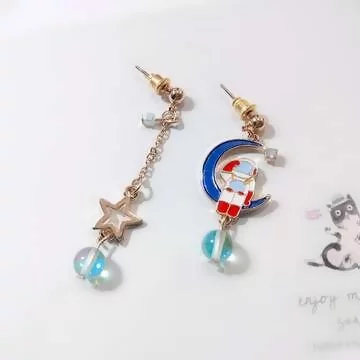 月亮上的太空人×不對稱吊墜耳環