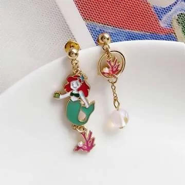 童話美人魚與珊瑚礁&times;不對稱吊墜耳環