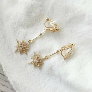 太陽閃鑽光芒×軟墊三角耳夾