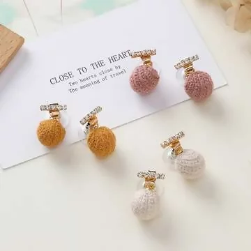 一字鑽小毛球×後掛式吊墜耳環×共三色
