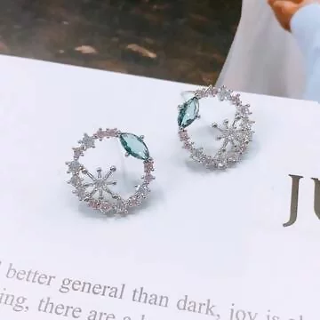 藍水晶光芒圓環&times;吊墜耳環