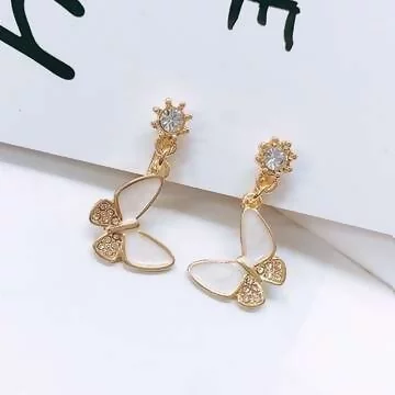 翩翩飛舞的白蝴蝶×軟墊三角耳夾