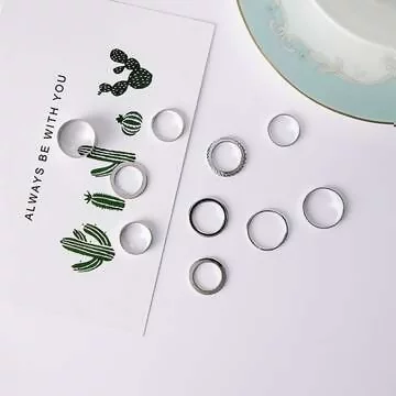 寬環細環&times;十套件戒指組&times;銀色