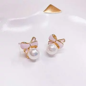 珍珠蝴蝶結&times;耳環