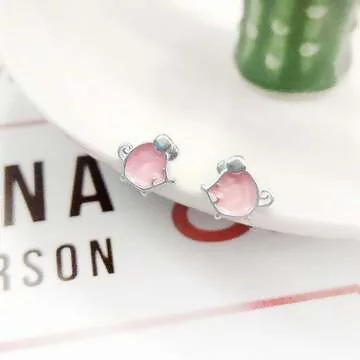 925銀針&times;粉紅甜心鼠&times;耳針