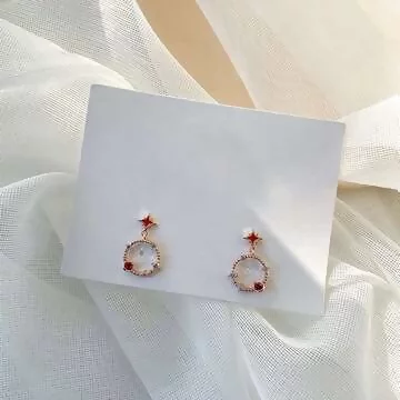 氣質玫瑰金紅色光芒&times;吊墜耳環