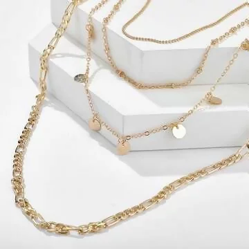 美式鍊條圓片×四層項鍊