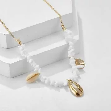 雪白碎石貝殼&times;項鍊