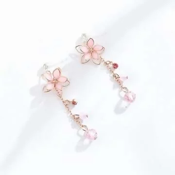 粉櫻綻開×吊墜耳環