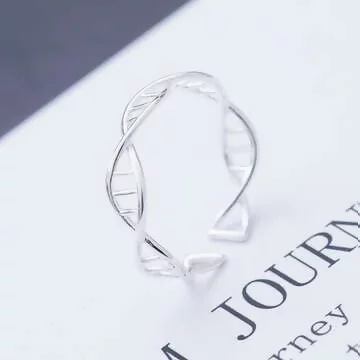 925銀飾&times;DNA染色體&times;開口戒指