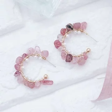 粉紅碎晶×耳釘