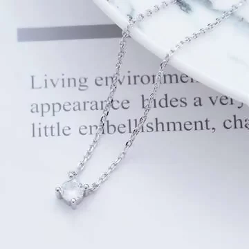 925銀飾&times;四爪單鑽&times;鎖骨項鍊