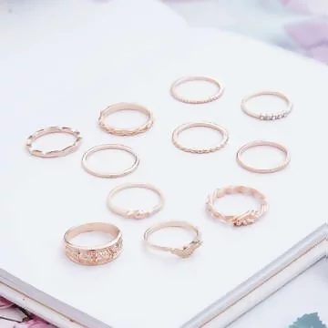 纏繞打結麻花線條雕花&times;十一套件戒指組