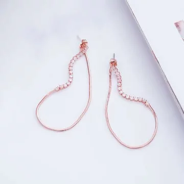 直線流蘇鑲鑽&times;後掛式吊墜耳環