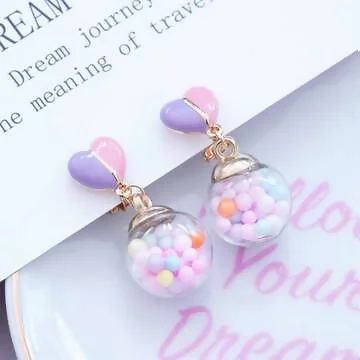 繽樂愛心糖果圓珠&times;三角耳夾