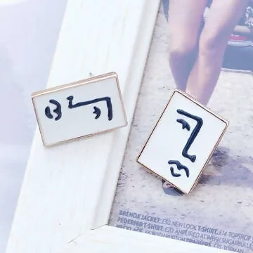 酷酷的抽象人臉線條×耳環