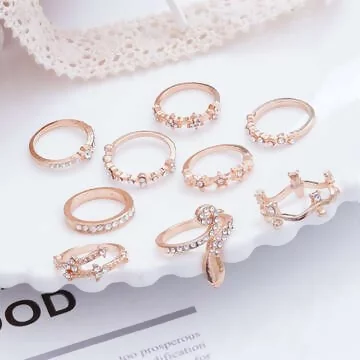 鑲鑽蛇形×九套件戒指組