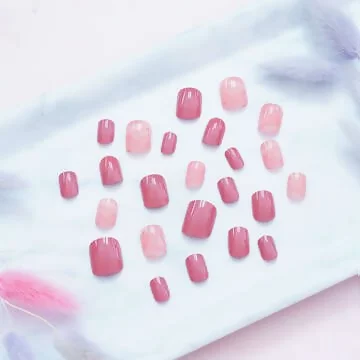 粉紅石紋雙色亮面&times;穿戴式手指甲片&times;二十四入