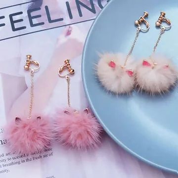水貂毛小貓咪×螺旋耳夾×共二色