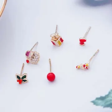 聖誕節禮物小元素×單邊六套件耳環組