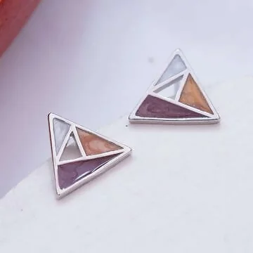 925銀針&times;三角幾何拼色&times;耳針