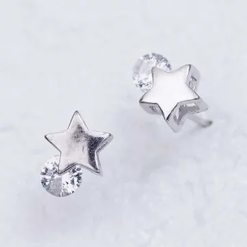 925銀針&times;立體五角星滾鑽&times;吊墜耳針