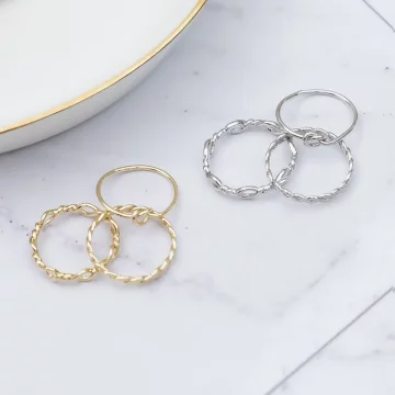 扭轉麻花波紋×三套件戒指組×共二色
