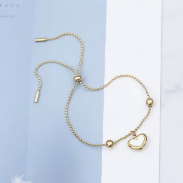 白色愛心×抽拉手鍊