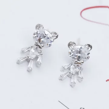 925銀針×冰花小熊×吊墜耳環